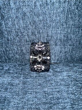Cookie Lee Black Crystal-Embellished Cuff Bracelet